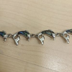 Silver Abalone Dolphin Bracelet